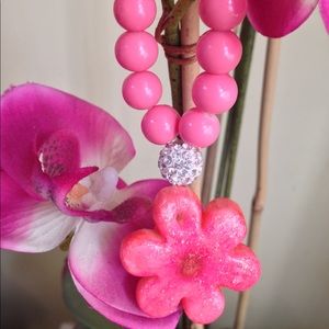Coral Pink Flower Bracelet
